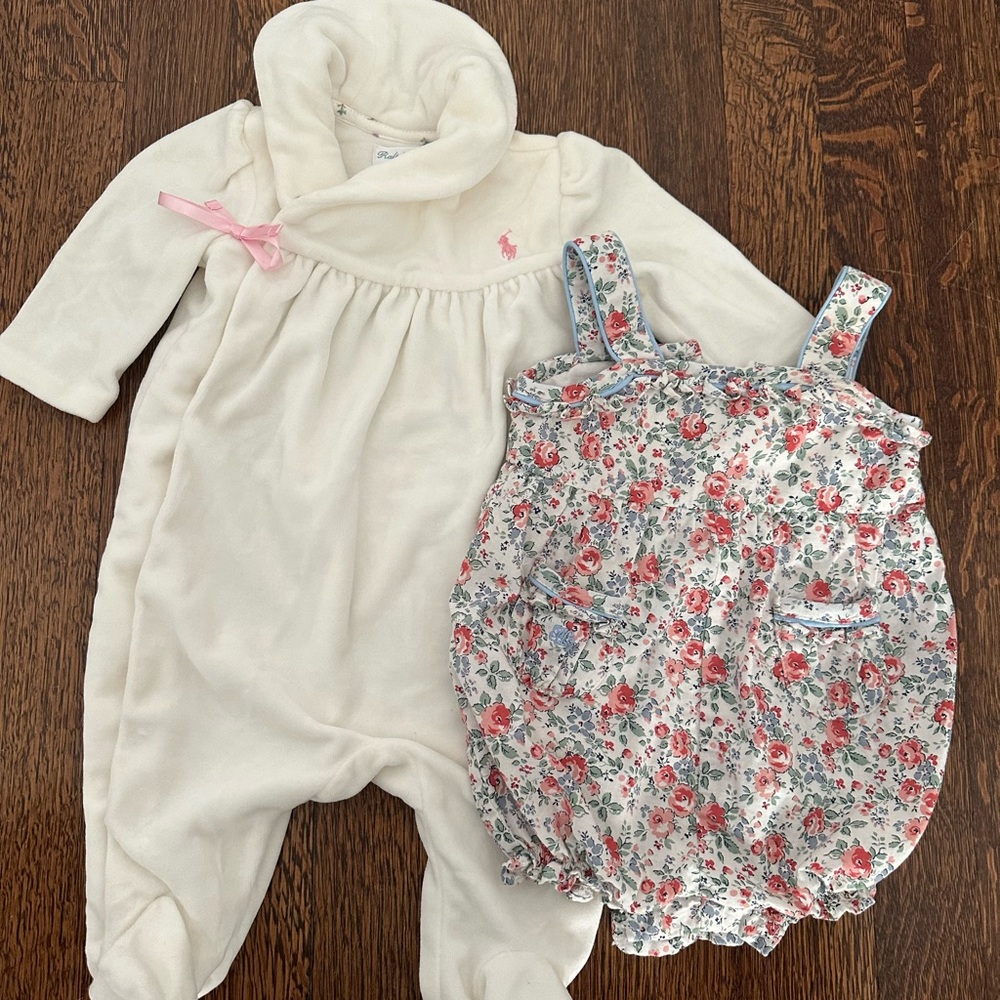 Ralph Lauren Baby Outfit Set - Cream and Floral